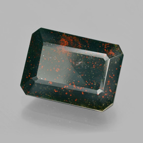 Heliotropo verde natural de 9,73 ct, corte esmeralda, opaco
