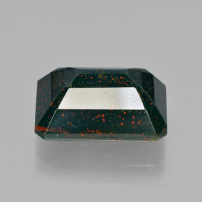Heliotropo verde natural de 9,73 ct, corte esmeralda, opaco