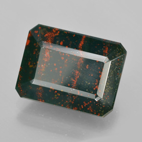 Sanguinaria Verde moteado natural de 9.25 ct, corte esmeralda, Opaco