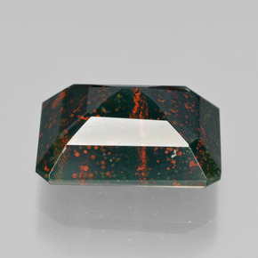 Sanguinaria Verde moteado natural de 9.25 ct, corte esmeralda, Opaco