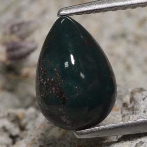Heliotropo verde natural de 1,79 ct, en forma de pera, opaco