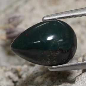 Heliotropo verde natural de 1,79 ct, en forma de pera, opaco