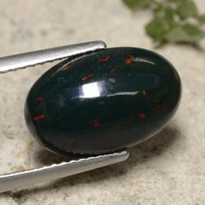 Heliotropo verde natural de 5,49 ct, corte óvalo, opaco