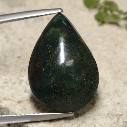 15.14ct Natural Verde oscuro Sanguinaria, En forma de pera, Opaco