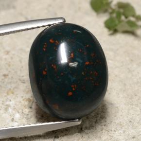 Heliotropo verde natural de 12,57 ct, corte óvalo, opaco
