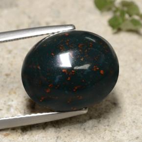 Heliotropo verde natural de 12,57 ct, corte óvalo, opaco