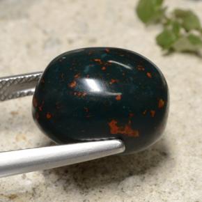 Heliotropo verde natural de 12,57 ct, corte óvalo, opaco