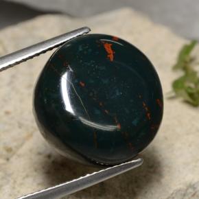 Sanguinaria Verde oscuro natural de 17.09 ct, Corte Redondo, Opaco