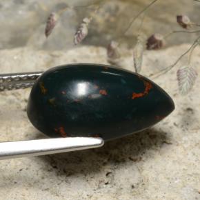 Sanguinaria Verde moteado natural de 5.77 ct, En forma de pera, Opaco