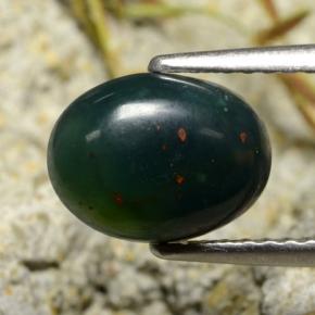 Heliotropo verde natural de 1,80 ct, corte óvalo, opaco