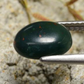 Heliotropo verde natural de 1,80 ct, corte óvalo, opaco