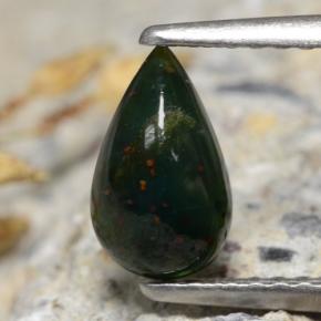 Heliotropo verde natural de 0,83 ct, en forma de pera, opaco