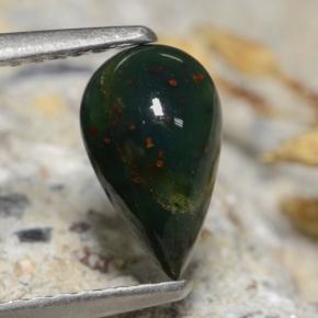 Heliotropo verde natural de 0,83 ct, en forma de pera, opaco