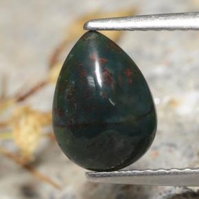 Heliotropo verde natural de 1,26 ct, en forma de pera, opaco