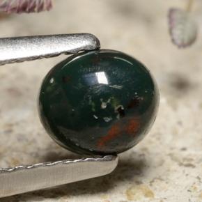 Heliotropo verde natural de 0,43 ct, corte óvalo, opaco