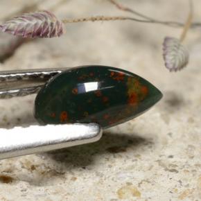 Sanguinaria Verde natural de 0.44 ct, En forma de pera, Opaco