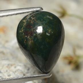 Sanguinaria Verde oscuro natural de 3.37 ct, En forma de pera, Opaco