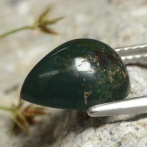 Sanguinaria Verde oscuro natural de 3.37 ct, En forma de pera, Opaco