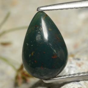Heliotropo verde natural de 1,92 ct, en forma de pera, opaco