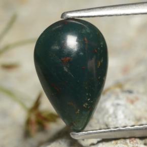 Heliotropo verde natural de 1,92 ct, en forma de pera, opaco