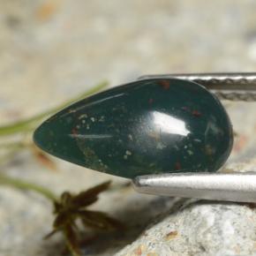Heliotropo verde natural de 1,92 ct, en forma de pera, opaco
