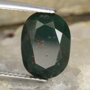 Heliotropo verde natural de 5,52 ct, corte óvalo, opaco
