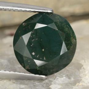 Heliotropo verde natural de 7,11 ct, corte redondo, opaco