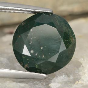 Heliotropo verde natural de 7,11 ct, corte redondo, opaco