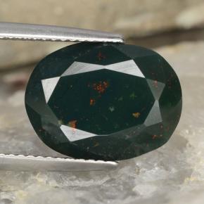 Heliotropo verde natural de 7,64 ct, corte óvalo, opaco