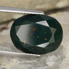 Heliotropo verde natural de 7,64 ct, corte óvalo, opaco