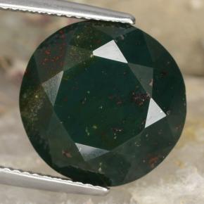 Heliotropo verde natural de 12,39 ct, corte redondo, opaco