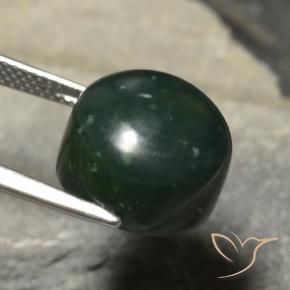 Sanguinaria Verde oscuro natural de 13.42 ct, Redondo, Opaco
