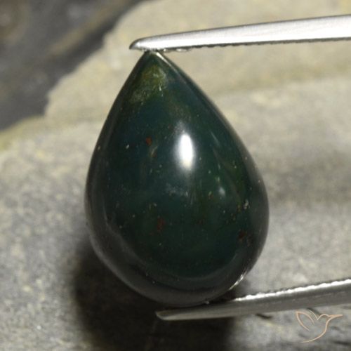 13.48ct Natural Verde oscuro Sanguinaria, En forma de pera, Opaco