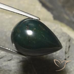Sanguinaria Verde oscuro natural de 13.48 ct, En forma de pera, Opaco