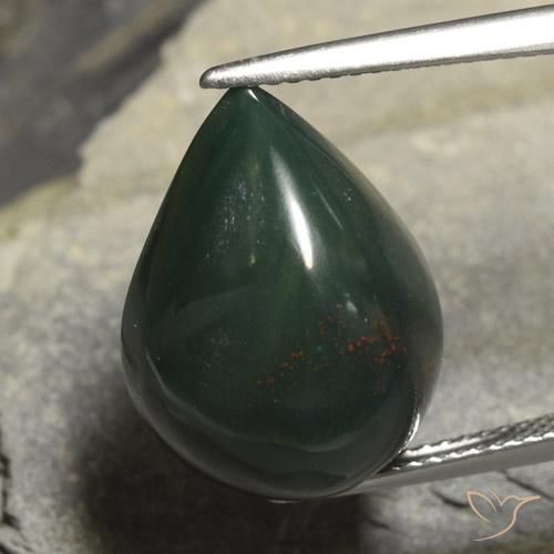 14.78ct Natural Verde oscuro Sanguinaria, En forma de pera, Opaco