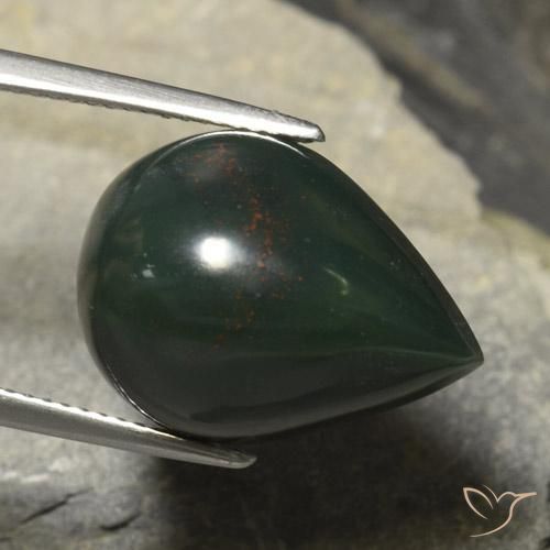 Sanguinaria Verde oscuro natural de 14.78 ct, En forma de pera, Opaco