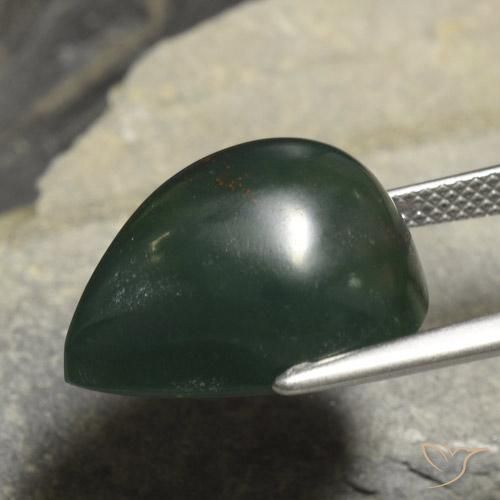 Sanguinaria Verde oscuro natural de 14.78 ct, En forma de pera, Opaco