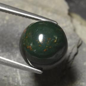 Heliotropo verde natural de 8,82 ct, corte redondo, opaco