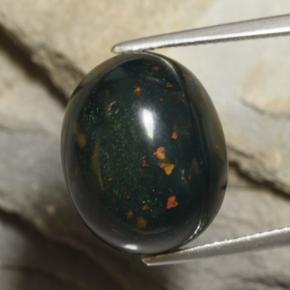 Heliotropo verde natural de 23,38 ct, corte óvalo, opaco