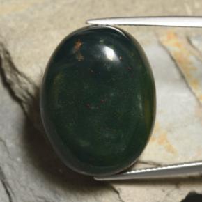 Heliotropo verde natural de 42,77 ct, corte óvalo, opaco