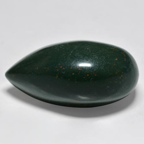 Sanguinaria Verde multicolor natural de 34.22 ct, En forma de pera, Opaco