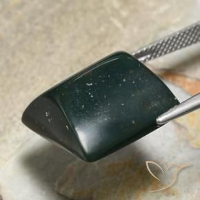 Sanguinaria Verde oscuro natural de 19.16 ct, Corte Baguette, Opaco