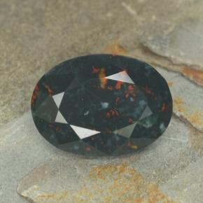 Sanguinaria Verde moteado natural de 6.55 ct, Corte Óvalo, Opaco