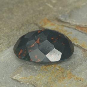 Sanguinaria Verde moteado natural de 6.55 ct, Corte Óvalo, Opaco