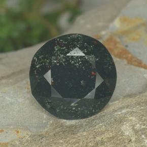 Heliotropo verde moteado natural de 5,05 ct, corte redondo, opaco