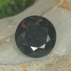 Heliotropo verde natural de 3,81 ct, corte redondo, opaco