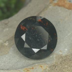 Heliotropo verde natural de 3,81 ct, corte redondo, opaco