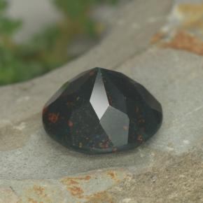 Heliotropo verde natural de 3,81 ct, corte redondo, opaco