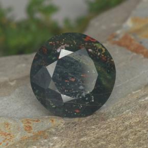 Heliotropo verde natural de 7,35 ct, corte redondo, opaco
