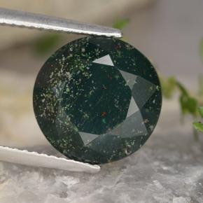 Heliotropo verde natural de 5,41 ct, corte redondo, opaco